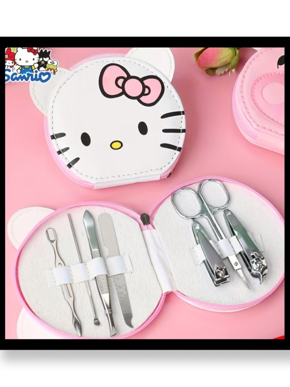 🆕 Sanrio Hello Kitty White & Pink Travel Manicure Kit